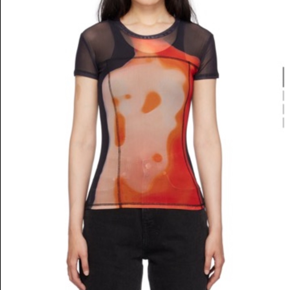 SOLD Ksubi Black and Orange Mesh  Tee